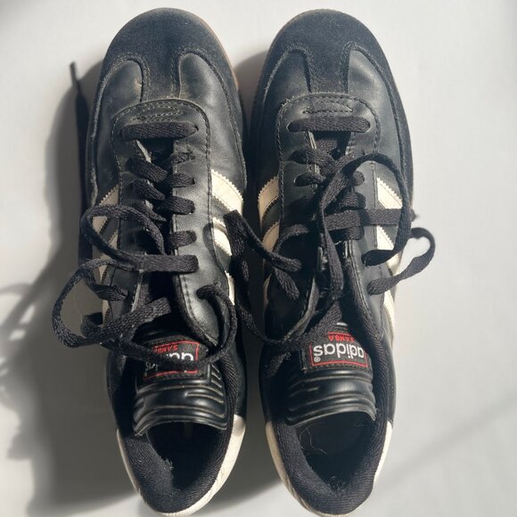Vintage Adidas Leather and Suede Black and White Sambas M8.5 - Picture 2 of 5